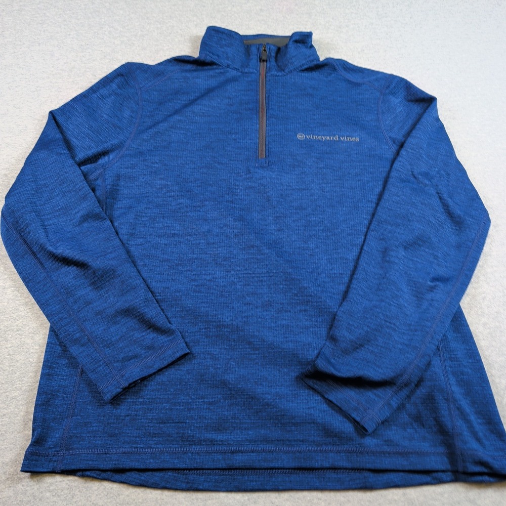 Vineyard Vines Mens On-The-Go Sankaty Quarter Zip Blue Heather Pullover 1K002631